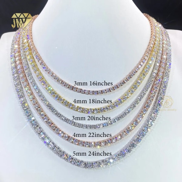 vvs Moissanite Tennis Chain GRA tested Rhodium Plated Wholesale