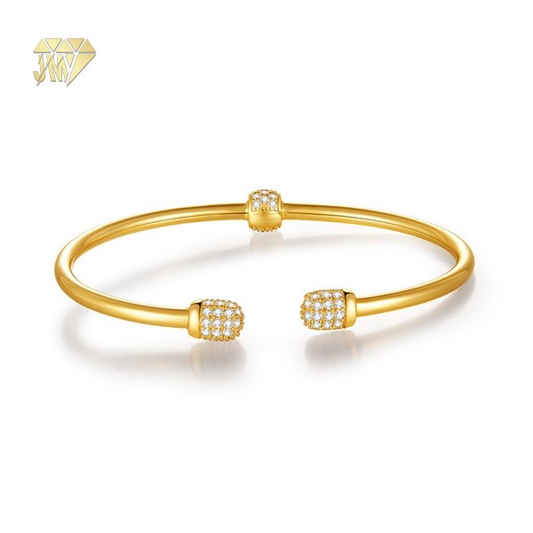 925 Sterling Silver Everyday Open Bracelet with Moissanite Rhodium Plated Minimalist Bangle