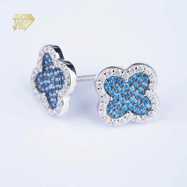 Four Leaf Clover Stud Earrings with Moissanite Rhodium Plated Wholesale