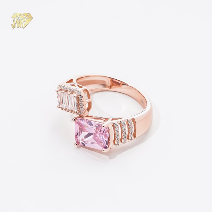 Stylish Rings for Women Rose Gold Plated Pink White Moissanite Wholesale