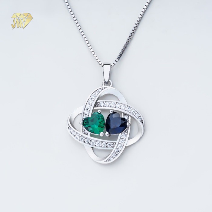 Most Popular Necklace Pendant Heart with Green Blue Gemstone Wholesale