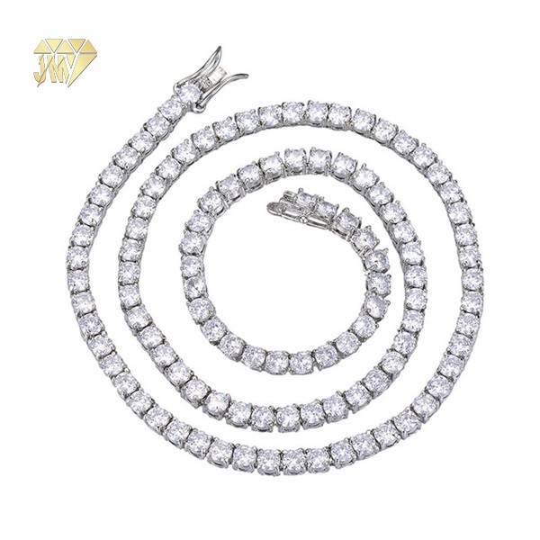 925 Sterling Silver Diamond Tennis Necklace Diamond Men Rhodium Plated 