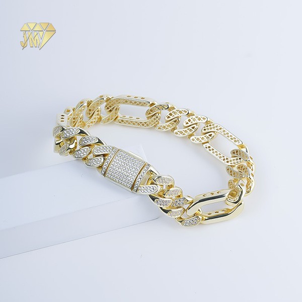 Custom Silver Cuban Link Bracelet for Mens18K Gold Plated with Moissanite