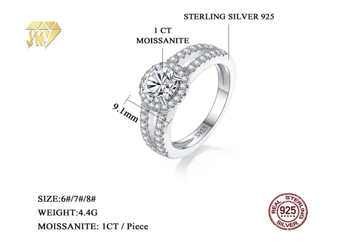 1 Carat Lab Diamond Solitaire Ring in 925 Silver