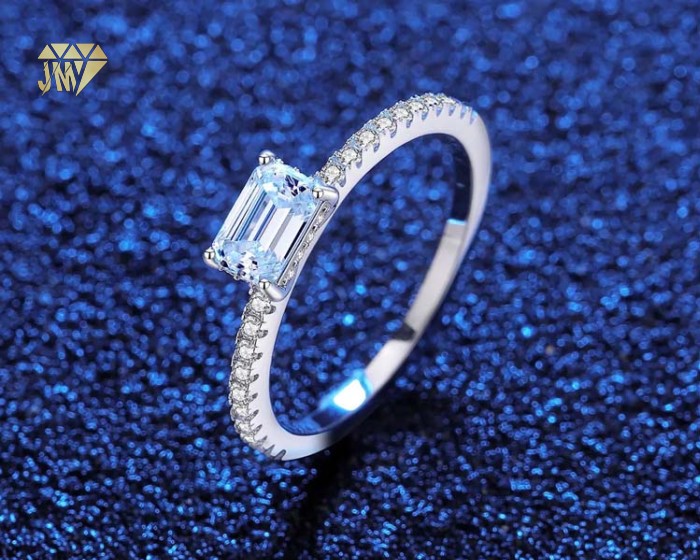 Geometric Emerald Cut Moissanite Engagement Ring for Jewelry Wholesalers